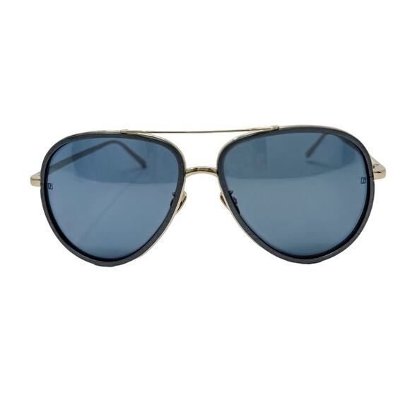Linda Farrow Premium Luxury Aviator Sunglasses Blue Gold w/ case, box LFL 539/5 - Picture 5 of 11